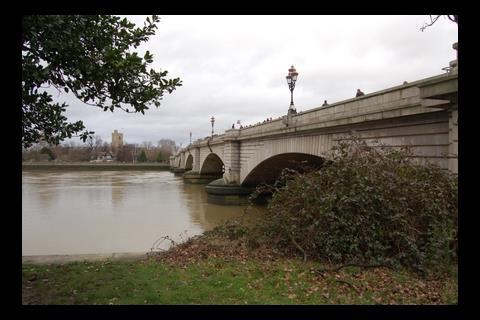 View of the Thames from vaults under Putney Bridge